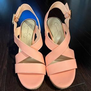 Jessica Simpson wedge heels. Peach color size 8.5M